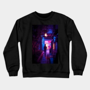 Walking alone in the narrow alleyway of Tokyo Crewneck Sweatshirt